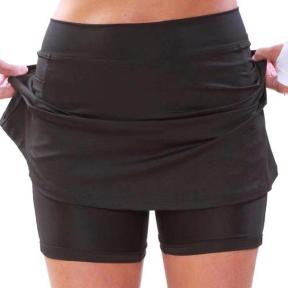 (Black, 4XL) Women&apos;s Shorts Athletic Solid Color Culottes with Pockets Casual Summer Running Tennis Golf Gym Sports Workout Beach Skirt Yoga Pants