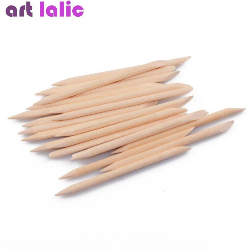 20PCS Nail Art Orange Wood Stick Cuticle Pusher Remover Pedicure Manicure Tool Double Ended