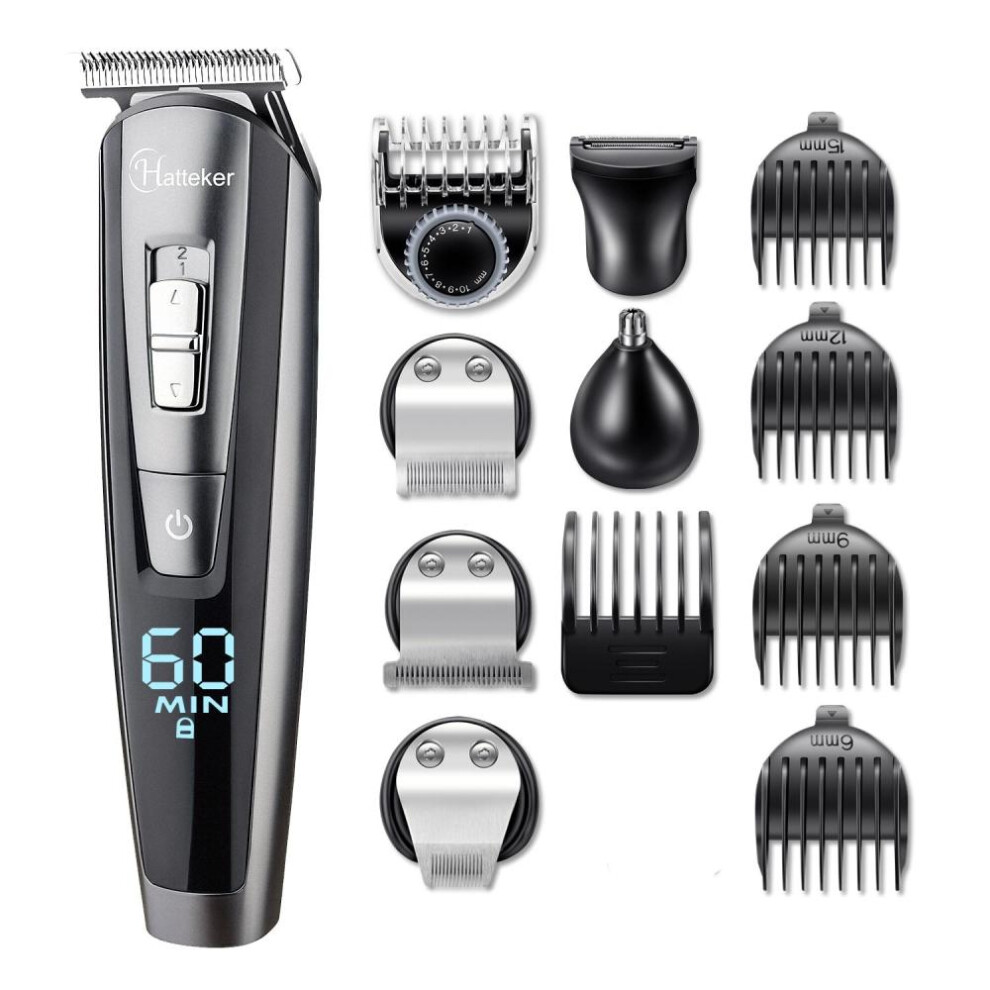 Hatteker Professional Hair Clipper Mens Beard Trimmer Cordless Rechargeable Hair Cutter Kit Barber