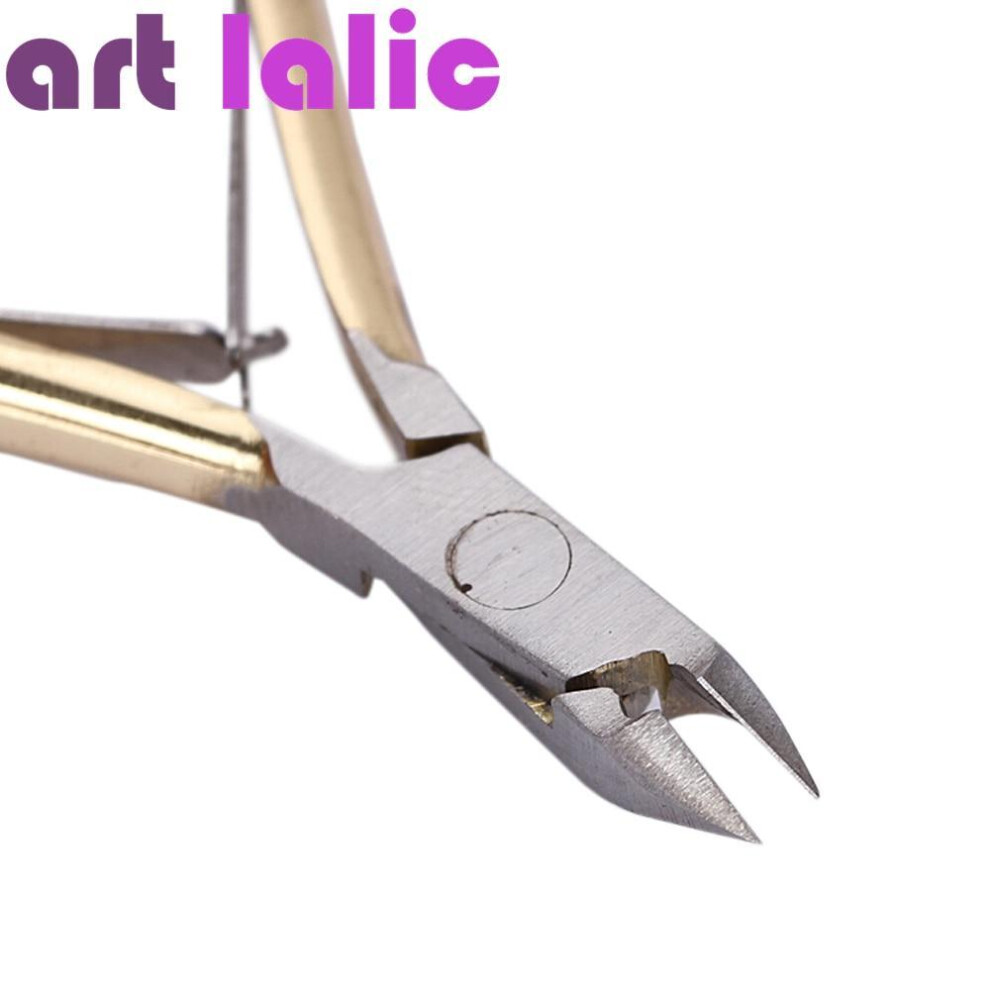 Stainless Steel Nail Cuticle Nipper Double Spring Nail Tool Dead Skin Remover Finger Toe Cutter Gold