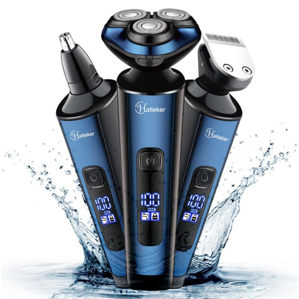 Hatteker Mens Electric Shavers Razor Beard Trimmer Rotary Facail Head Shaver for Men Sideburn Trimmer Nose Trimmer Wet Dry IPX7