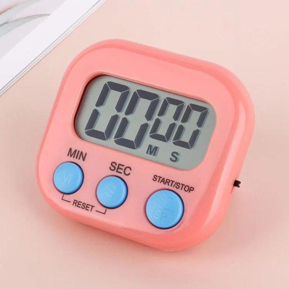 (Pink) Multifunctional Magnetic Digital Kitchen Timer Clock Loud Alarm LED Display for Cooking Shower Baking Stopwatch Tools Gadgets