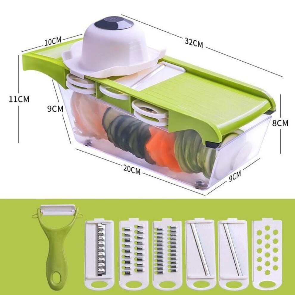 (Green) Myvit Vegetable Cutter with Steel Blade Slicer Potato Peeler Carrot Cheese Grater Vegetable Slicer Kitchen Accessories