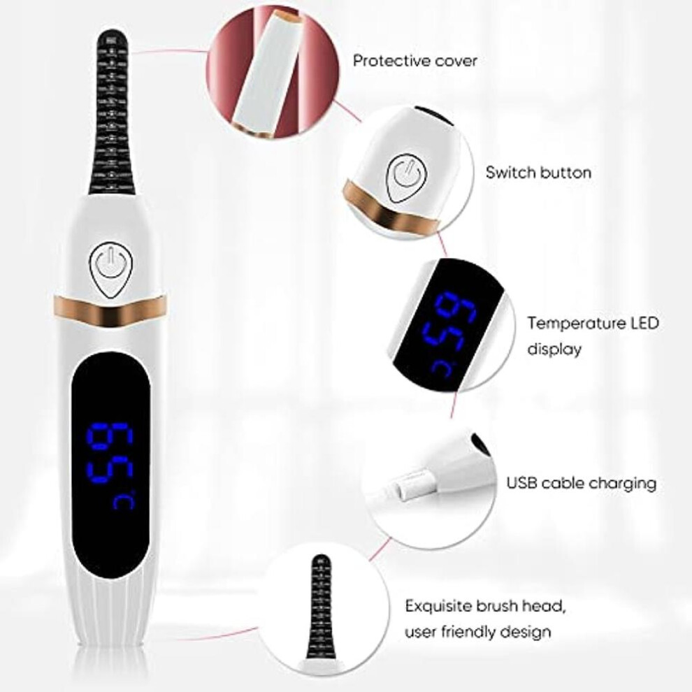 Heated Eyelash Curlers Anti Scalding Rechargeable Heated Lash Curler With Comb Natural Long-Lasting Electric Eyelash Curler