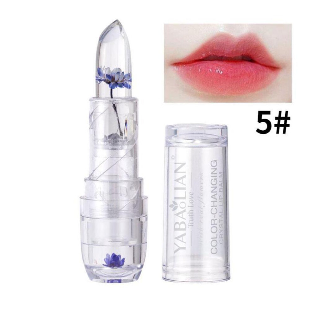 (Purple) Magic Jelly Flower Lipstick Temperature Changing Lip Blam Transparent Moisturizing Lip Gloss Korean Cosmetic Tools Wholesale WBL
