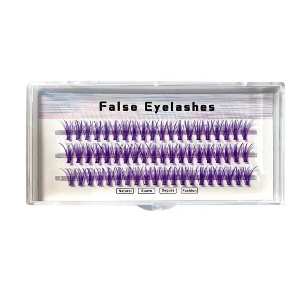 (12mm, Purple) 1 Box Colorful Individual False Eyelashes For Eyelash Extension