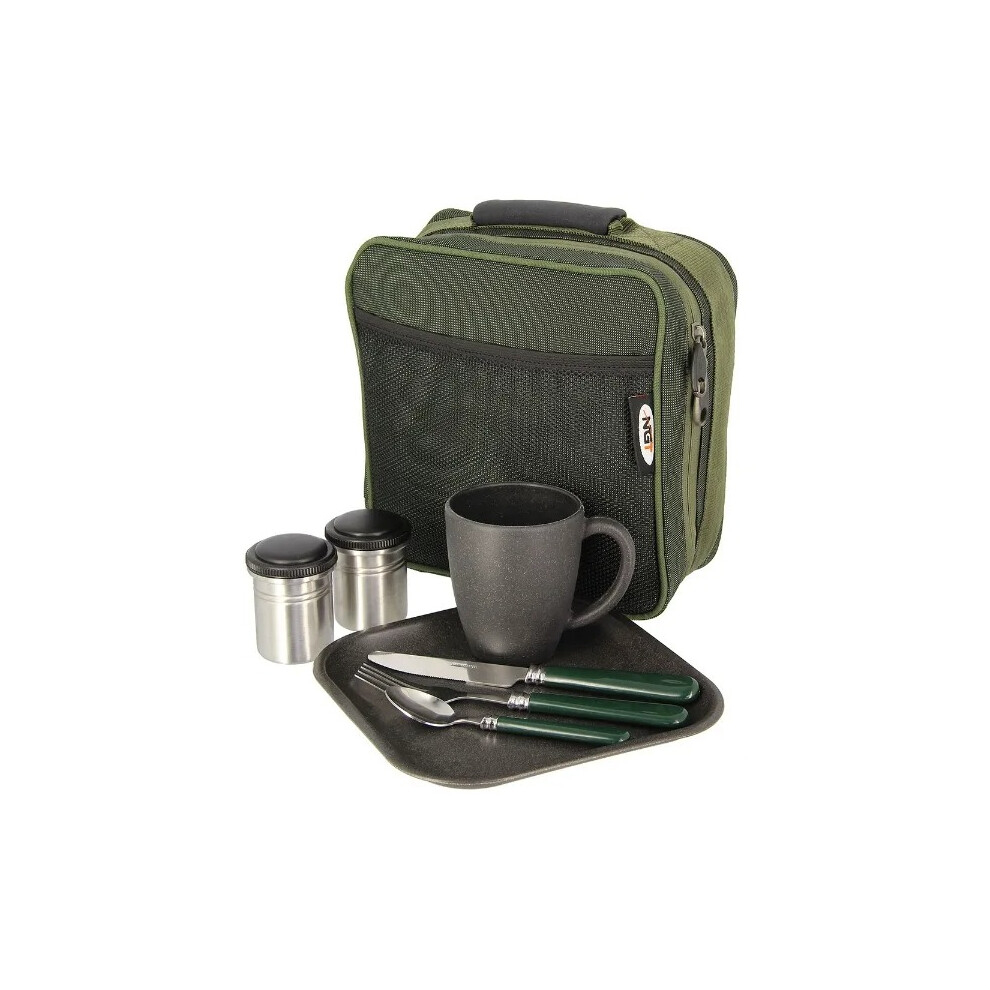 NGT Carp Fishing Cutlery Cup Plate Set In Case Solo Session Kit (222)