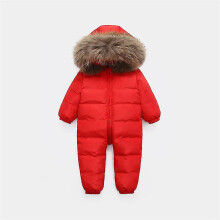 (Red, 80) Russian New Jumpsuit Kids Winter Wear Baby Boy Snowsuit Parka Nature Fur 90% Duck Down Jacket For Girl Clothes Coat Overalls