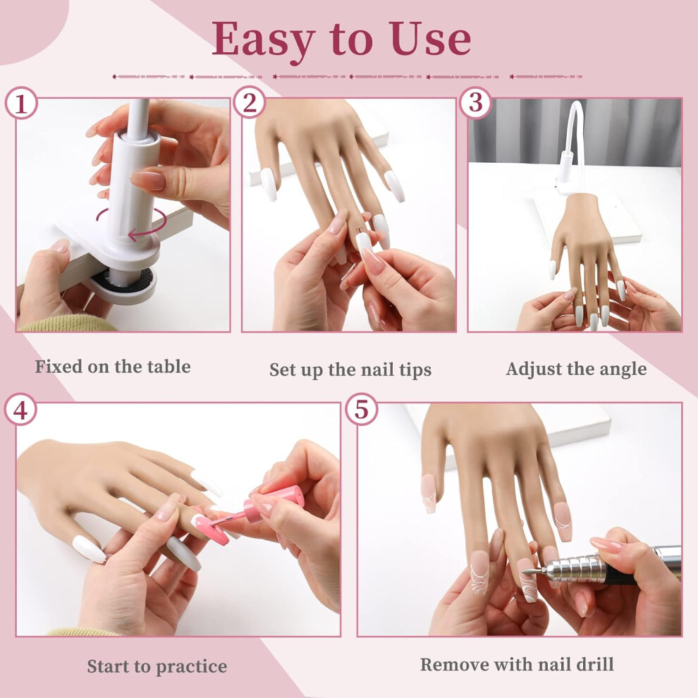 silicone-nail-practice-hands-with-300pcs-nail-tips-never-fall-off--flexible-movable-fake-hand-fingers-never-break--hand-for-nail-practice