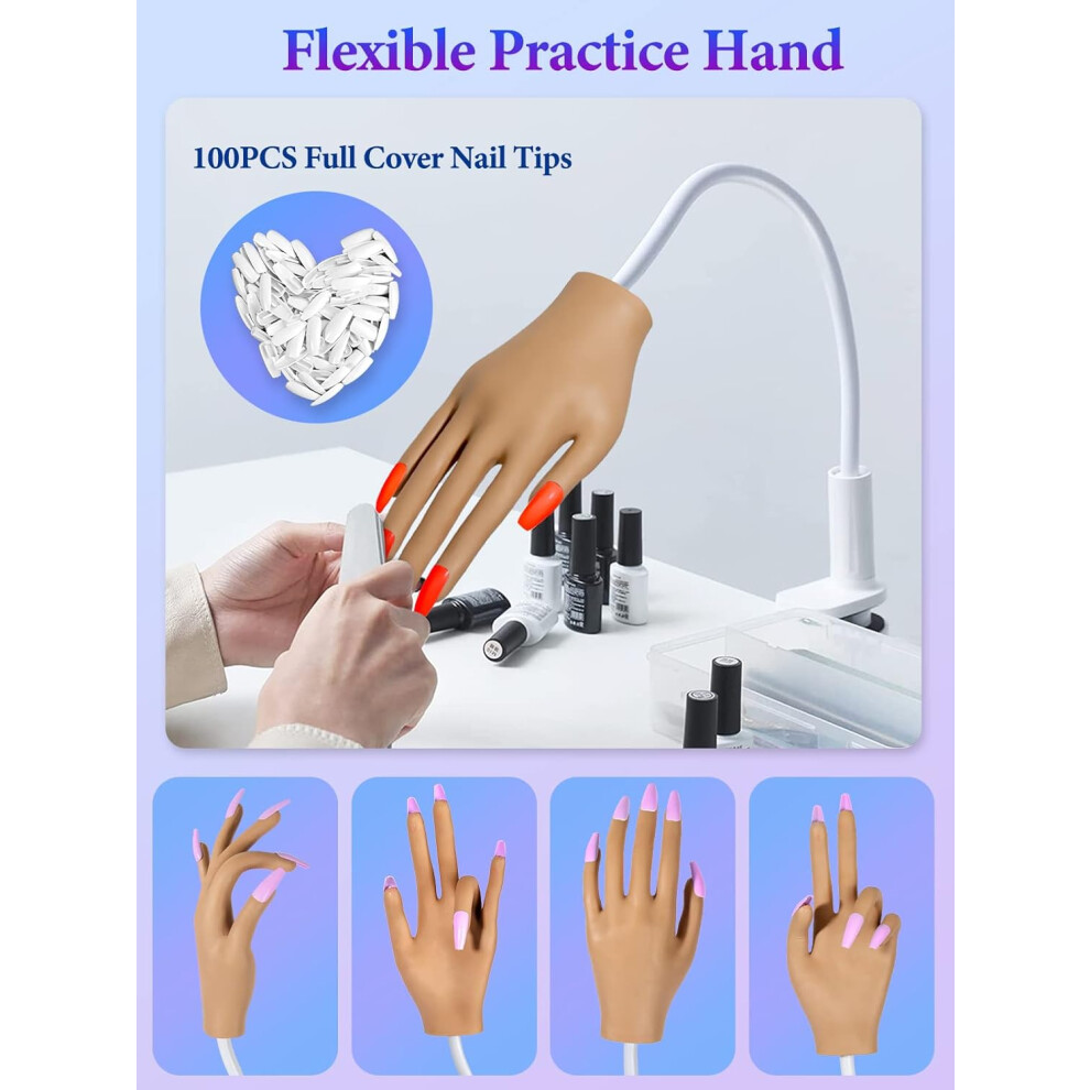 fake-nail-practice-hand---nail-hand-practice-model--flexible-fake-hand---nail-training-hand-with-30g-acrylic-powder-nail-kit-for-diy-nail-art