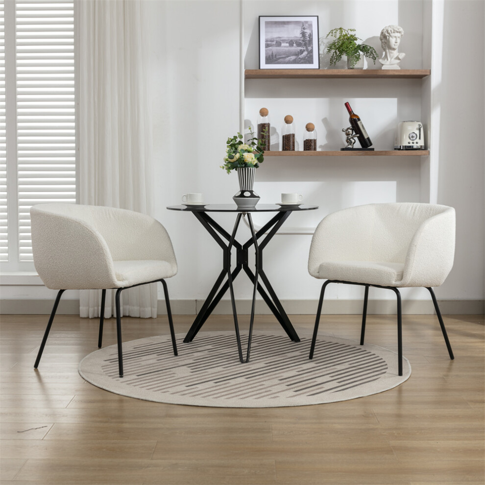 (Beige ) 2 Pack, Boucle Fabric Armchair, Dining Chair