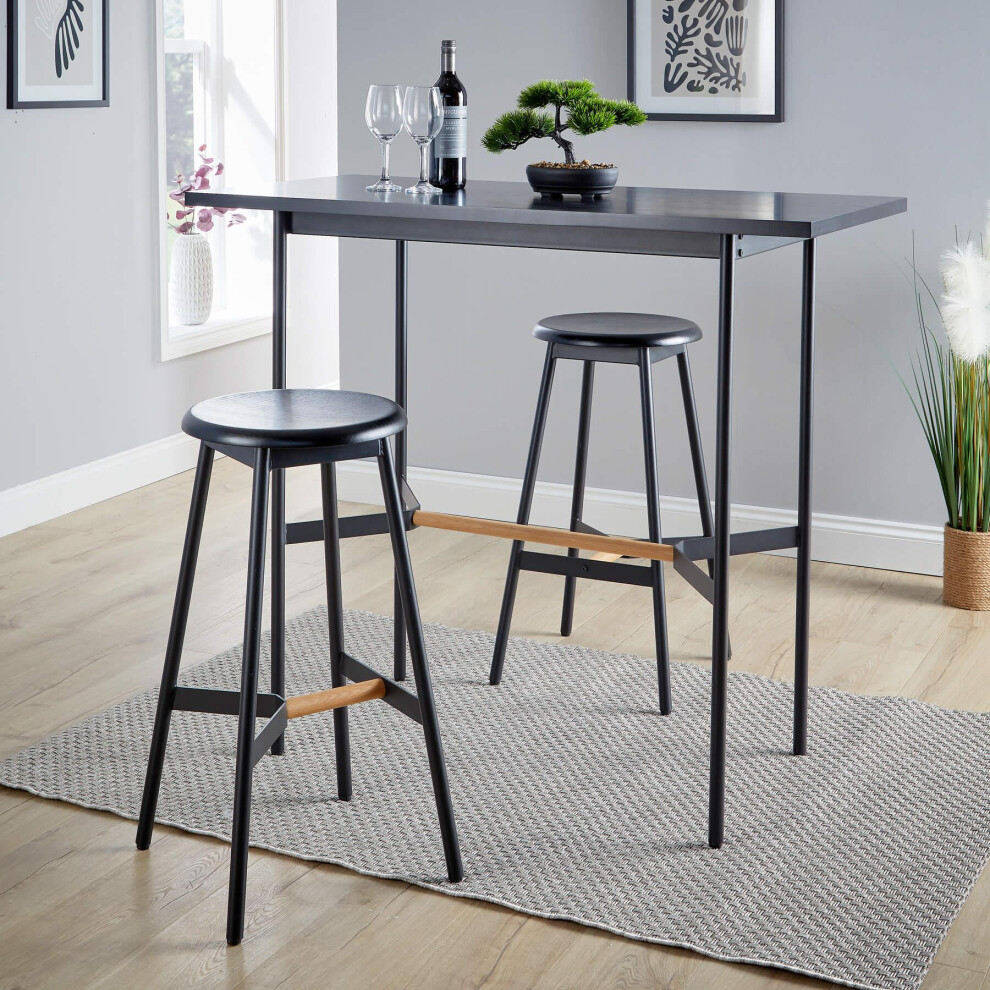 Home Source Harvey Bar Table and Stool Dining Set - Black