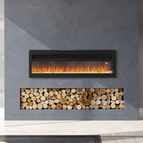 40 Inch 1800W Multifunctional Electric Fireplace - Black 1