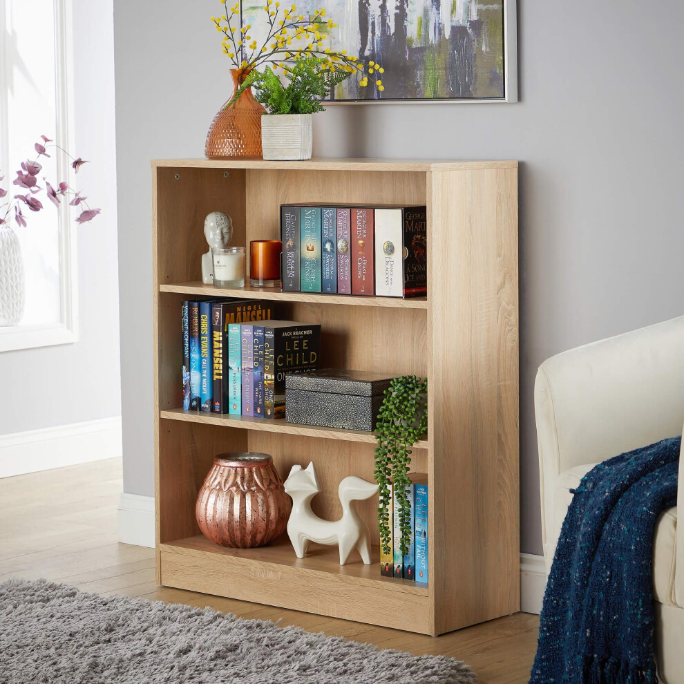 (Oak - Short) Bookcase Display Shelf Freestanding