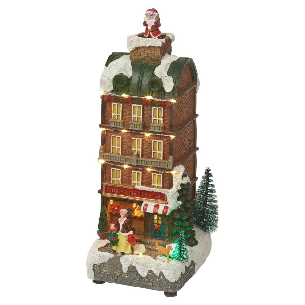 Urbn Living Illuminated Christmas Toy Shop Festive Decoration Mini Xmas Scene Ornament Decor
