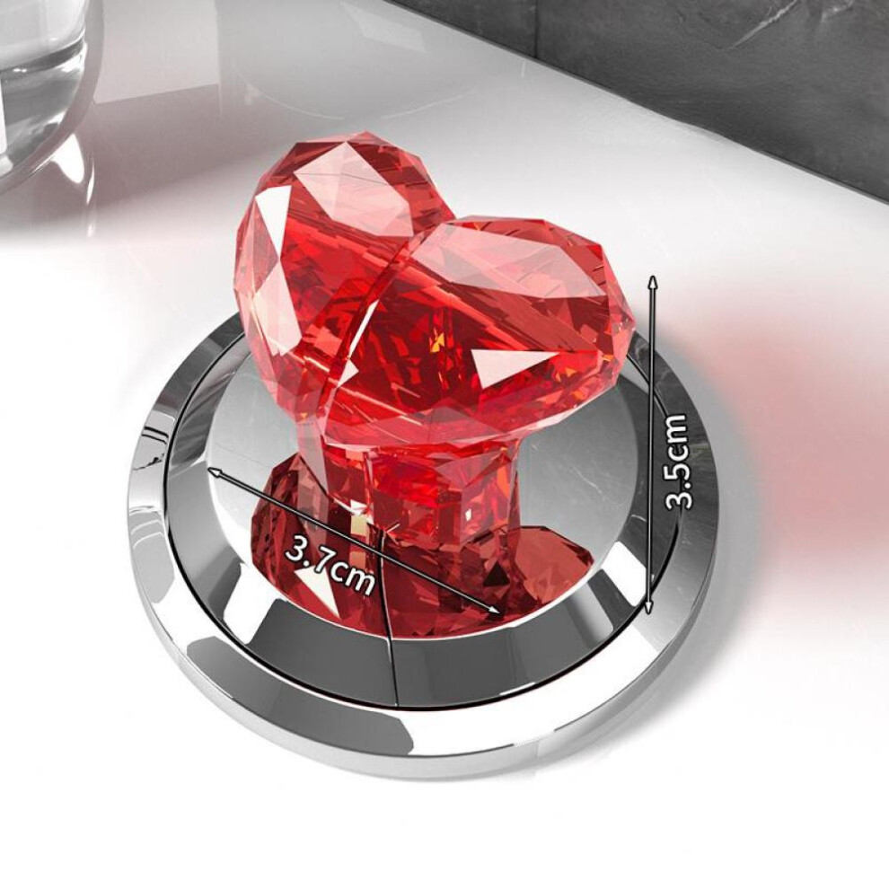 (Red) Transparent Heart Shaped Toilet Press Creative Multi Functional Toilet Tank Button Flushing And Lifting Cap Assistant