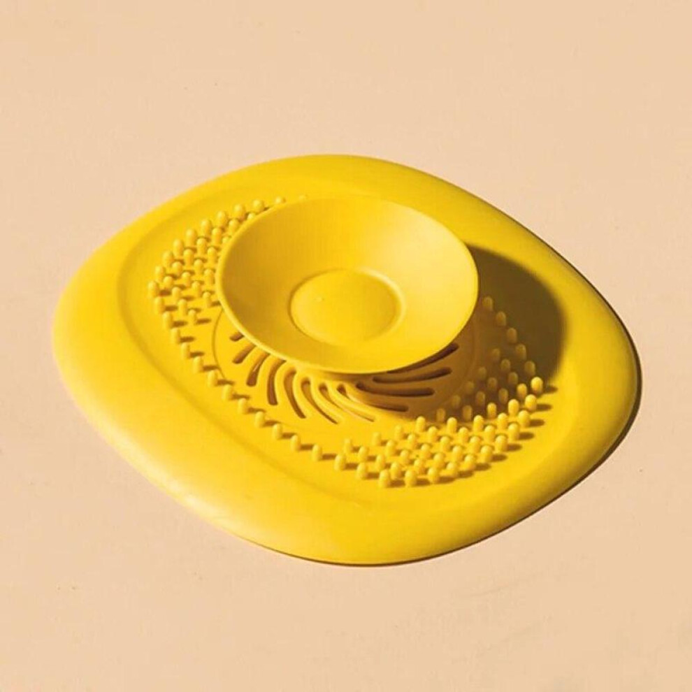 (Yellow) Silicone Kitchen Sink Plug Shower Filter Drain Cover Stopper Hair Catcher Sink Strainer Drainer Floor Drain Bathroom Accessories