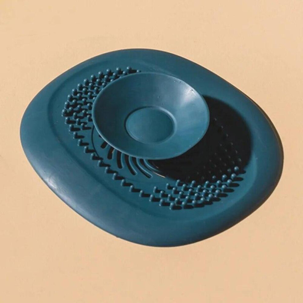 (Blue) Silicone Kitchen Sink Plug Shower Filter Drain Cover Stopper Hair Catcher Sink Strainer Drainer Floor Drain Bathroom Accessories