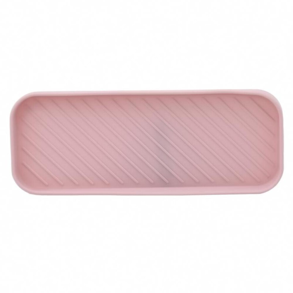 (Pink) Silicone Drain Tray For Tableware Water Cup Fruit Vegetable Kitchen Sink Organizer Storage Tray Sponge Holder Soap Dispenser