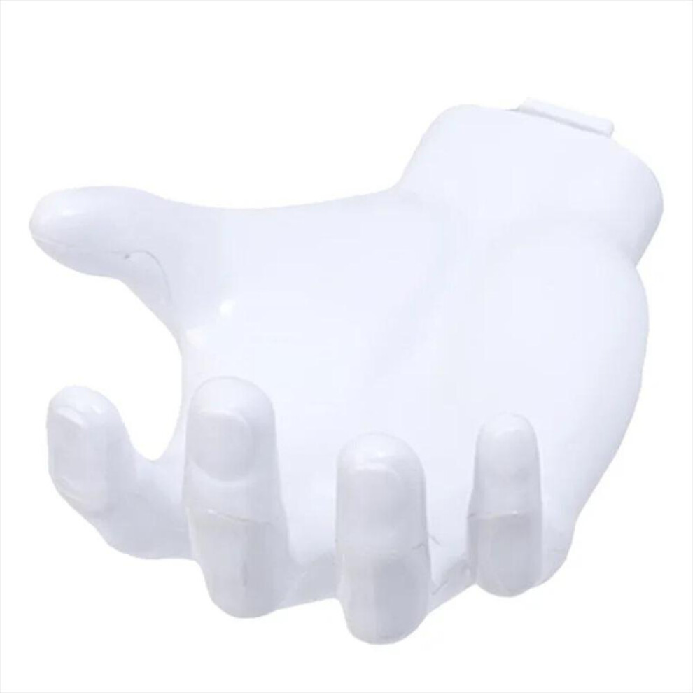 (White) Funny Palm Up Hook Soap Holder Finger Hand Shape Design Wall Hanger Hooks Bathroom Storage Display Rack Decor Home Organization