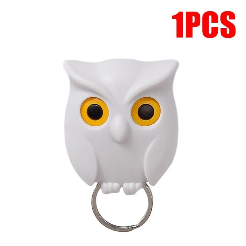 (White) 1/3PCS Magnetic Owl Key Holders Self Adhesive Magnets Hold Keychain Key Hanger Hooks Will Open Eyes Home Wall Decorative Hooks