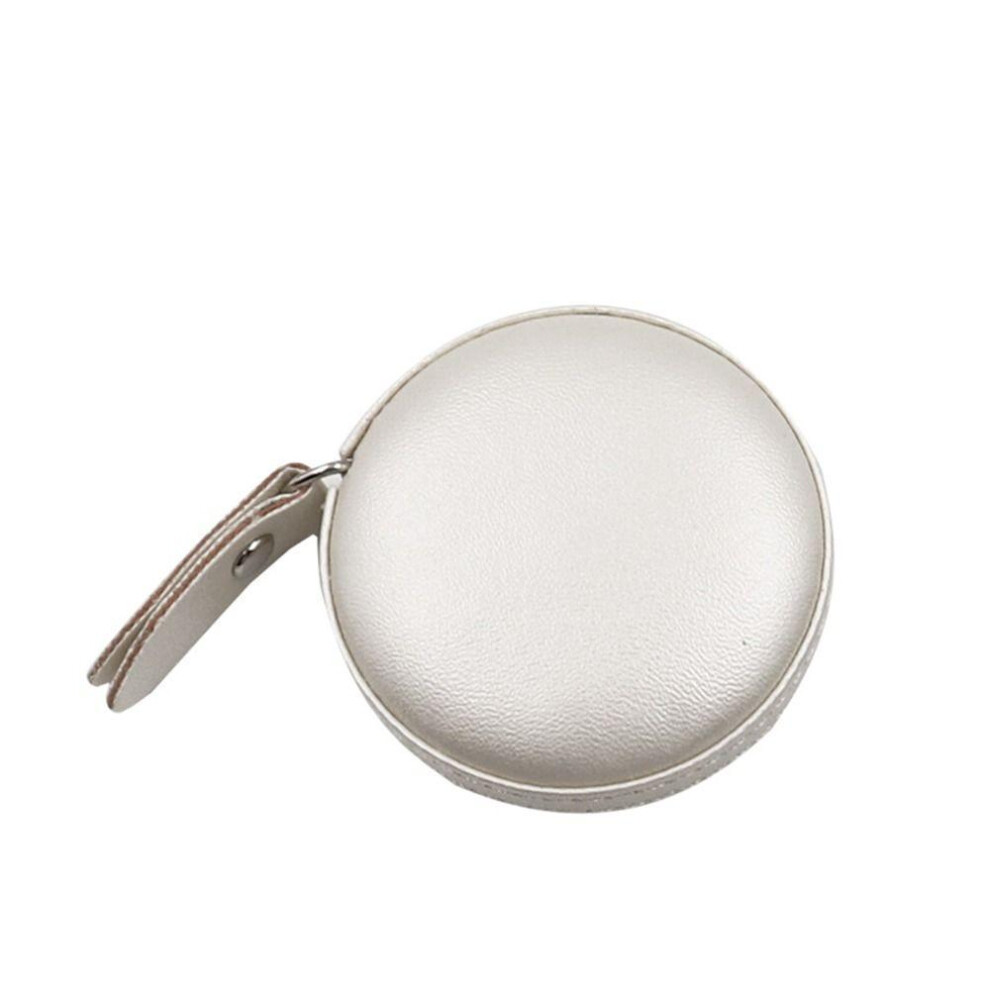 (White) 150cm 60" Retractable Ruler Tape Leather Measuring Tape Auto Shrink Portable Roll Tape Centimeter Inch Measuring Tool