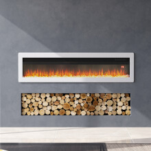50 Inch 1500W Recessed Electric Fireplace With Remote Control - White