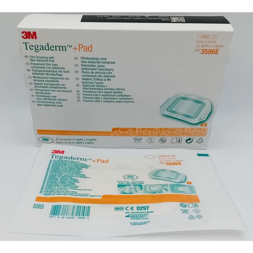 Tegaderm Film + Pad 9cm x 10cm Box of 25 - Ref: 3586