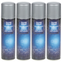 (4 Silver) 150ml Decorative Lacquer Spray Paint Bottle Festive Craft Metallic Colour Decor
