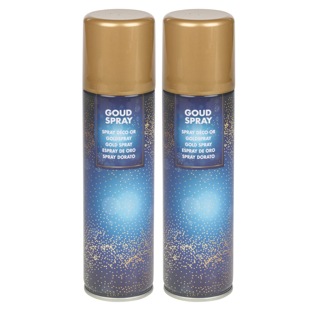 URBNLIVING Decorative 150ml Gold Lacquer Spray Paint Bottle Festive Metallic Colour Decor Creative Dazzling Effect to Your Hobby Art and Craft Use Set of 2 - Image 2