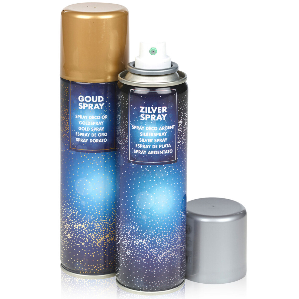 URBNLIVING Decorative 150ml Combo Pack of 1 Silver & 1 Gold Lacquer Spray Paint Bottle Festive Metallic Colour Decor Creative Dazzling Effect to Your Hobby Art and Craft Use - Image 2