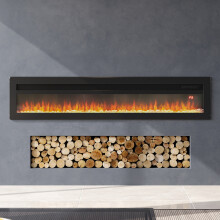 60 Inch 1800W Recessed Electric Fireplace With Remove Control - Black