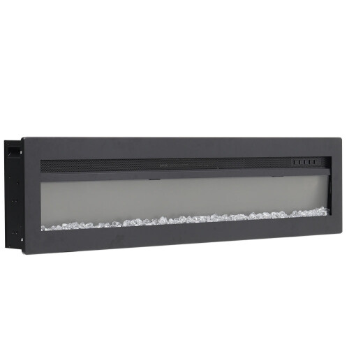 60 Inch 1800W Recessed Electric Fireplace With Remove Control - Black 2