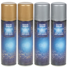 (2 Silver & 2 Gold) 150ml Decorative Lacquer Spray Paint Bottle Festive Craft Metallic Colour Decor