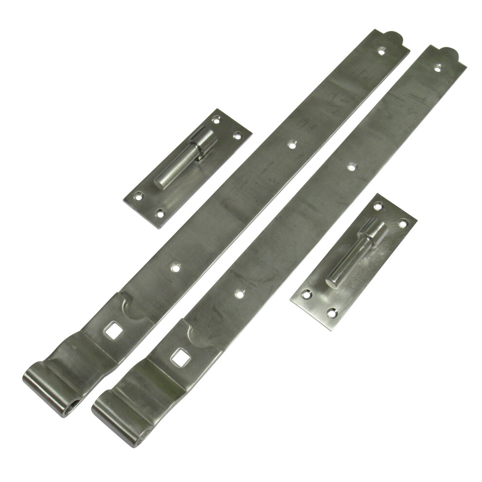 (18" Cranked) Hook and Band Gate Hinges Stainless Steel Pair