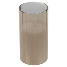 (H 15cm) LED Candle in Grey Pillar Glass Jar Realistic Flickering Table Decor Ornament