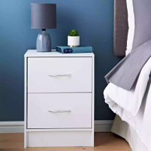 2-Drawer White Bedside Table - Bedroom Nightstand with Sleek Design