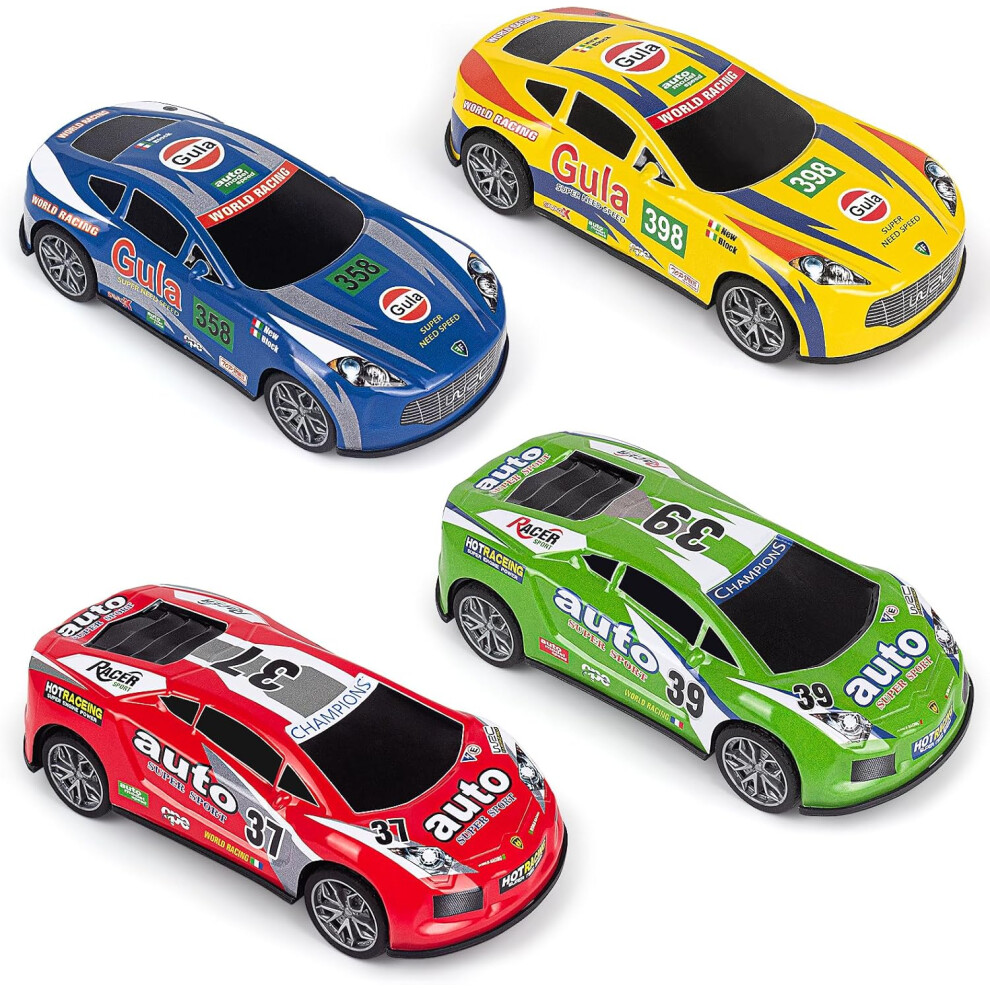 Car Toys for Boys Girls Gifts, 7 Inch Friction Powered Push and Go Pull Back Alloy Race Trucks Cars Toys for Kids Birthday Gifts - 4Pack-image-OPC-PFQZ7ZR-NEW