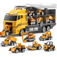 TEMI Toddler Toys for 3 4 5 6 Years Old Boys, Die-cast Construction Toys Car Carrier Vehicle Toy Set w/Play Mat, Kids Toys Truck Alloy Metal Car Toys