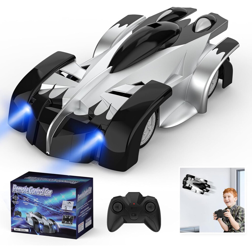 Wall Climbing Remote Control Car, Dual Mode 360Ã Rotating RC Stunt Car with Headlight, Rechargeable RC Car Toys for 3 4 5 6 7 8-12 Year Old