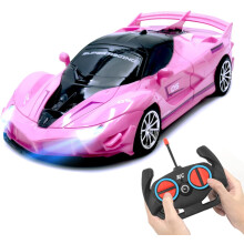 Pink 1/20 Scale 4WD RC Car with LED Headlights, USB Rechargeable Battery, 360 Rotation, High-Speed Drift On-Road Toy for Kids