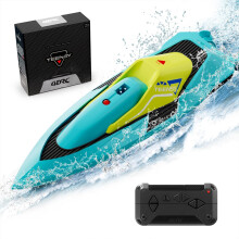 4DRC RC Mini Boat with LED Light for Kids, 2.4Ghz Full Proportional Remote Control Boat for Pools and Lakes, Pool Toys, Capsize Recovery