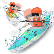 RC Kayak Boat W/Colorful LED Light for Kids, Innovative Realistic Paddling Design,2.4 Ghz Remote Control Boat Toy, Never Capsize for Lake, Pool