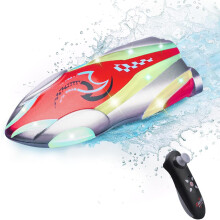 GoolRC Mini RC Boat with LED Lights, Remote Control Boat for Kids and Adults, 2.4GHz Stunt RC Racing Boats with 360Â Flip for Bathtub,Pools and Lakes