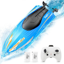 Remote Control Boat for Kids, RC Boat for kids & Adult with 2.4 Ghz 15 Km/h Pool Lake River Water Play Toy Gift for Boys age 4 5 6 7 8 & up Blue