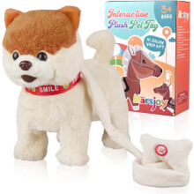 Marsjoy Musical Walking & Dancing Dog Toy with Leash - Interactive Plush Stuffed Animal for Boys & Girls