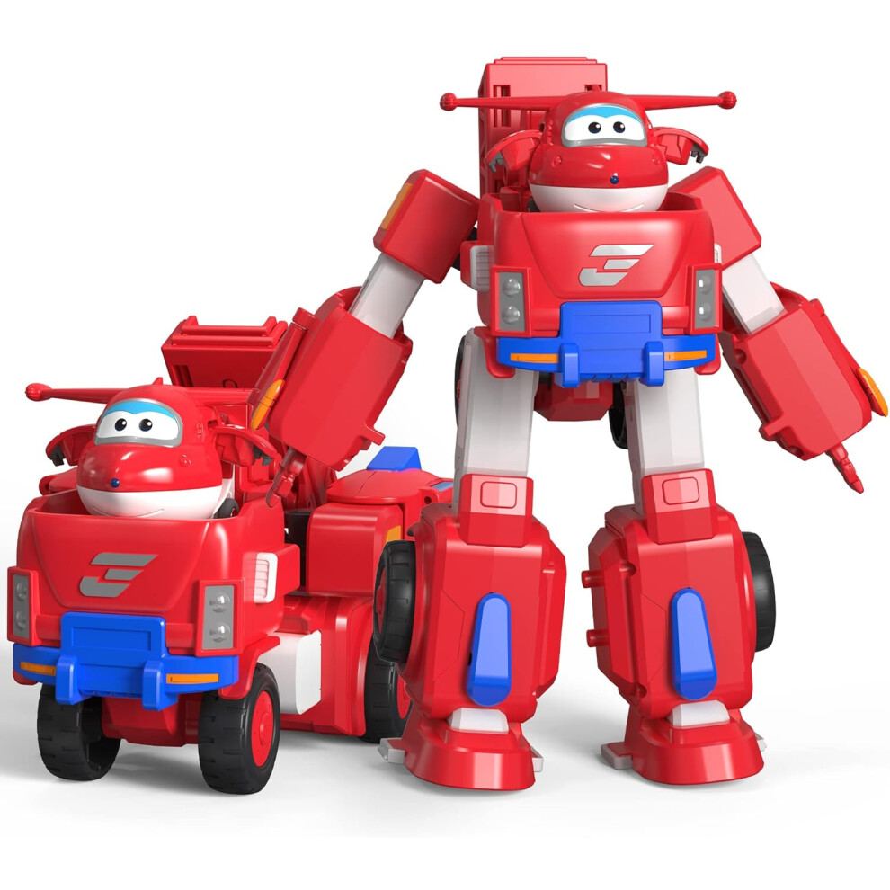 Veeki Tall Superwings Jett Robot Suit And 2Â Scale Transforming Jett Mini Figure Transforming Robot & Transforming Fire Truck Toy Vehicle Playset
