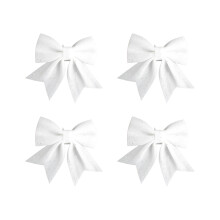(White) 4PCS Green Xmas Pearl Cotton Bow for Trees & Decor