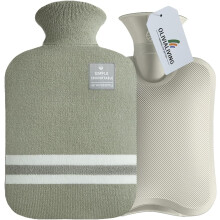 Hot Water Bottle with Classic Striped Cover, 2L Hot Water Bag for Menstrual Cramps, Neck and Shoulder Pain Relief, Hand Feet Warmer