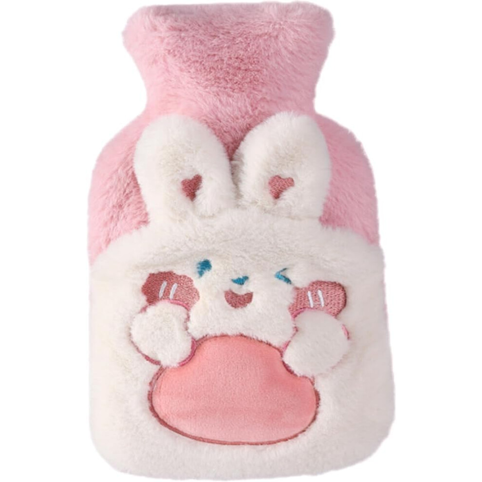 Veeki Pink Refillable Hot Water Bag Plush Hot Water Bag Cloth Cover Girl Rubber Detachable Hot Water Bag